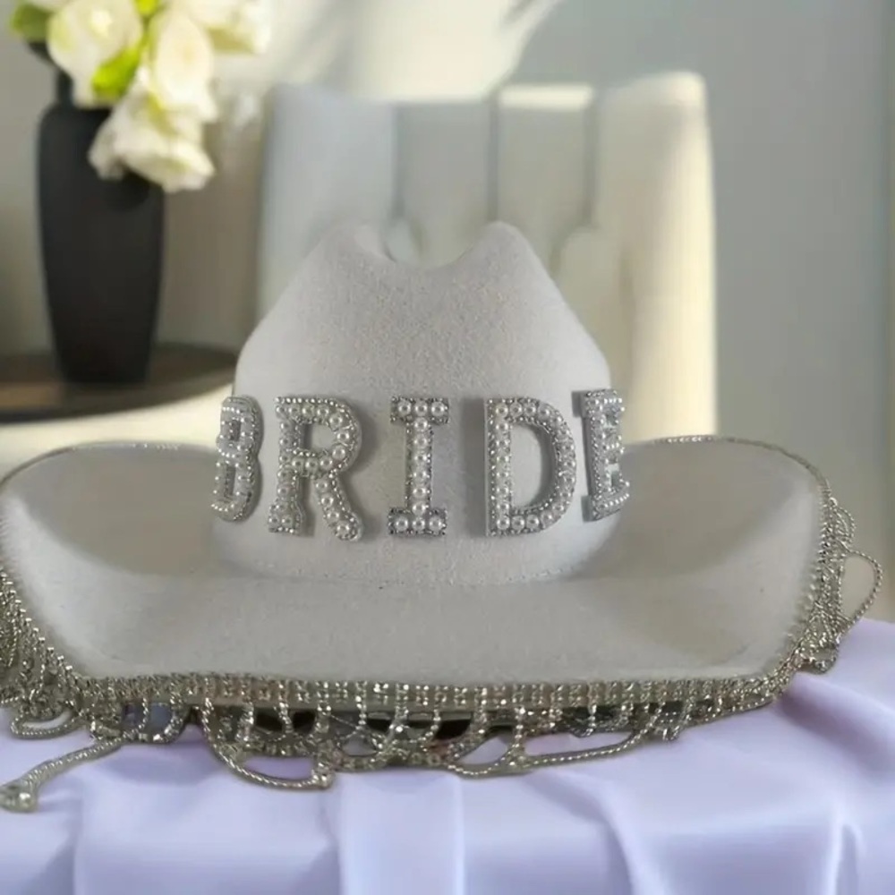 Bridal Cowgirl Hat Beaded Details